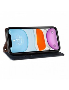 Magnetremsfodral för iPhone 12 Pouch-plånbok + Mini Halsbandshänge Blå