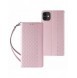 Magnetremsfodral för iPhone 12 Pouch-plånbok + Mini Halsbandshänge Rosa