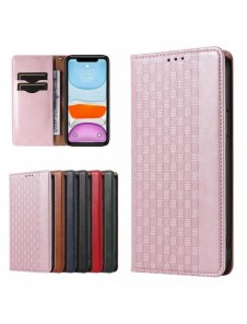 Magnetremsfodral för iPhone 12 Pouch-plånbok + Mini Halsbandshänge Rosa