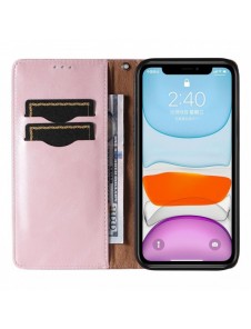 Magnetremsfodral för iPhone 12 Pouch-plånbok + Mini Halsbandshänge Rosa