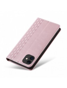 Magnetremsfodral för iPhone 12 Pouch-plånbok + Mini Halsbandshänge Rosa
