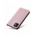Magnetremsfodral för iPhone 12 Pouch-plånbok + Mini Halsbandshänge Rosa