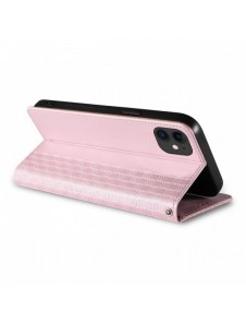 Magnetremsfodral för iPhone 12 Pouch-plånbok + Mini Halsbandshänge Rosa