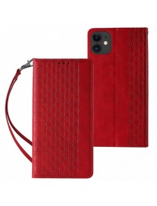 Magnetremsfodral för iPhone 12 Pouch Plånbok + Mini Halsbandshänge Röd