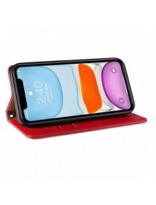 Magnetremsfodral för iPhone 12 Pouch Plånbok + Mini Halsbandshänge Röd