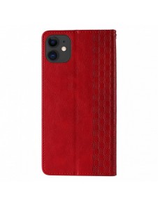 Magnetremsfodral för iPhone 12 Pouch Plånbok + Mini Halsbandshänge Röd