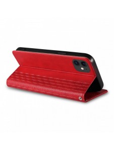 Magnetremsfodral för iPhone 12 Pouch Plånbok + Mini Halsbandshänge Röd