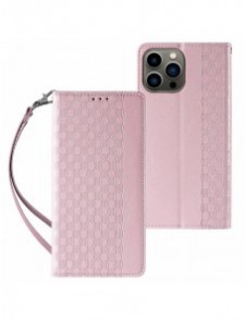 Magnet Strap Fodral för iPhone 12 Pro Pouch Plånbok + Mini Lanyard Pendant Rosa