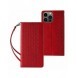 Magnet Strap Fodral för iPhone 12 Pro Pouch Plånbok + Mini Halsbandshänge Röd