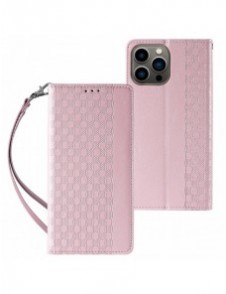 Magnet Strap Case Fodral för iPhone 12 Pro Max Pouch Plånbok + Mini Halsbandshänge Rosa