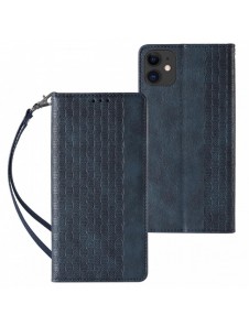 Magnet Strap Fodral för iPhone 13 fodral plånbok + mini halsbandshänge blå