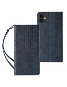 Magnet Strap Fodral för iPhone 13 fodral plånbok + mini halsbandshänge blå