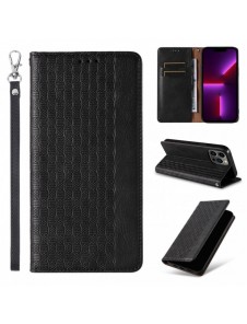 Magnet Strap Case Fodral för iPhone 13 Pro Max Pouch Plånbok + Mini Halsband Svart