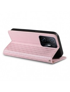 Magnet Strap Fodral Fodral för Samsung Galaxy A12 5G Plånbok + Mini Halsbandshänge Rosa