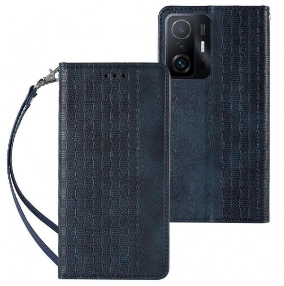 Magnet Strap Case Fodral för Samsung Galaxy A52 5G Plånbok + Mini Halsbandshänge Blå