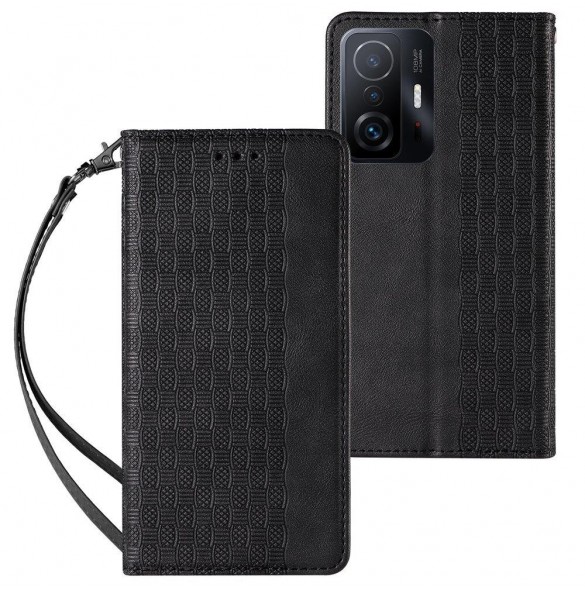 Magnetremsfodral Fodral för Xiaomi Redmi Note 11 Plånbok + Mini Halsbandshänge Svart