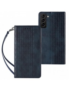 Magnet Strap Case Fodral för Samsung Galaxy S22 Pouch Plånbok + Mini Lanyard Pendant Blå