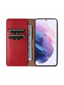 Magnet Strap Case Fodral för Samsung Galaxy S22 Pouch Plånbok + Mini Halsband Röd