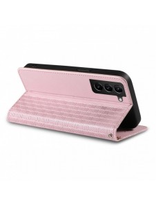 Magnetremsfodral Fodral för Samsung Galaxy S22 + (S22 Plus) Plånbok + Mini Halsbandshänge Rosa