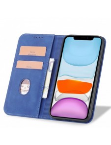 Magnet Fancy Fodral för iPhone 12 täckkort plånbok kortställ blå