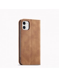 Magnet Fancy Fodral för iPhone 12 täckkort plånbok kortställ brunt