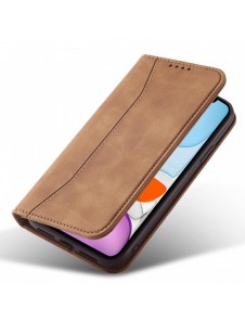 Magnet Fancy Fodral för iPhone 12 täckkort plånbok kortställ brunt
