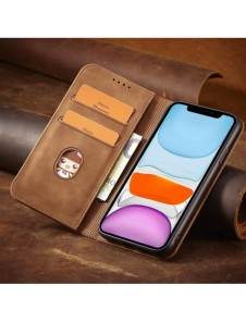 Magnet Fancy Fodral för iPhone 12 täckkort plånbok kortställ brunt