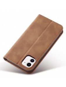 Magnet Fancy Fodral för iPhone 12 täckkort plånbok kortställ brunt