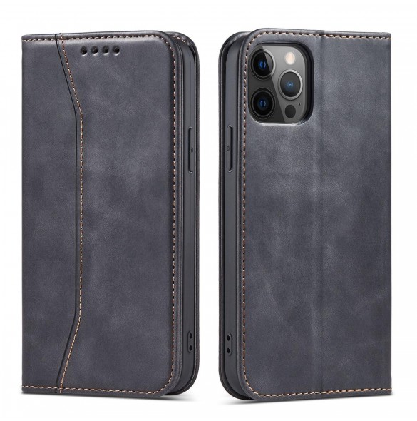 Magnet Fancy Case Fodral för iPhone 12 Pro Pouch Card Plånbok Kortställ Svart