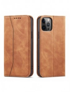 Magnet Fancy Case Fodral för iPhone 12 Pro Pouch Card Plånbok Kortställ Brun