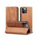 Magnet Fancy Case Fodral för iPhone 12 Pro Pouch Card Plånbok Kortställ Brun