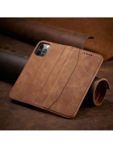 Magnet Fancy Case Fodral för iPhone 12 Pro Pouch Card Plånbok Kortställ Brun