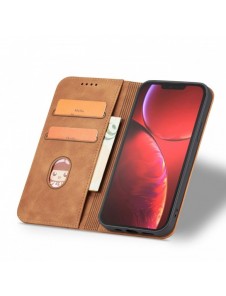 Magnet Fancy Case Fodral för iPhone 13 Pro Cover Card Plånbok Kortställ Brun