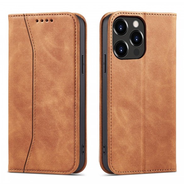 Magnet Fancy Case Fodral för iPhone 13 Pro Max Pouch Card Plånbok Korthållare Brun
