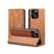Magnet Fancy Case Fodral för iPhone 13 Pro Max Pouch Card Plånbok Korthållare Brun