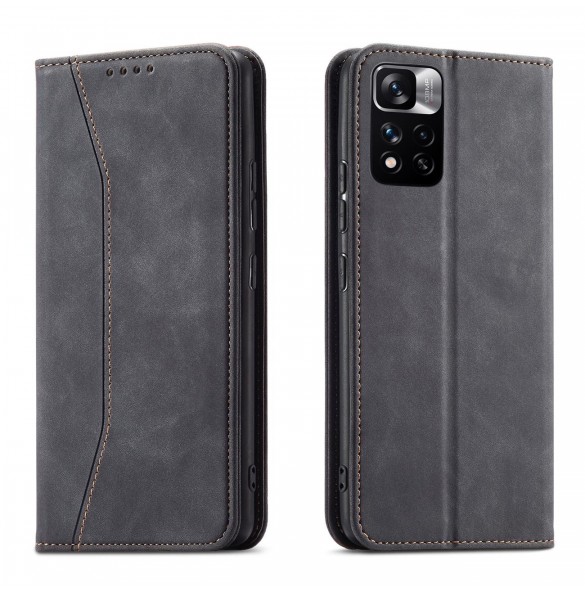 Magnet Fancy Case Fodral för Xiaomi Redmi Note 11 Pro Pouch Card Plånbok Korthållare Svart