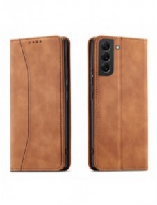 Magnet Fancy Case Fodral för Samsung Galaxy S22 + (S22 Plus) Plånbok Korthållare Brun