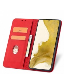 Magnet Fancy Case Fodral för Samsung Galaxy S22 + (S22 Plus) Plånbok Korthållare Röd