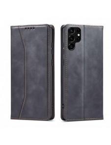 Magnet Fancy Case Fodral för Samsung Galaxy S22 Ultra Cover Card Plånbok Kortställ Svart