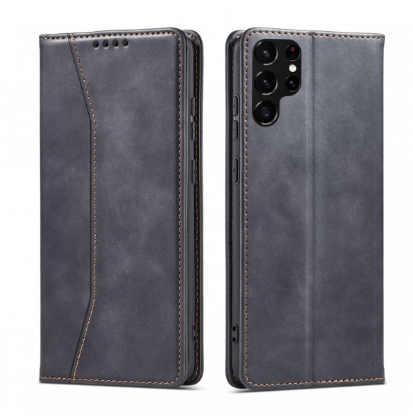 Magnet Fancy Case Fodral för Samsung Galaxy S22 Ultra Cover Card Plånbok Kortställ Svart