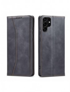 Magnet Fancy Case Fodral för Samsung Galaxy S22 Ultra Cover Card Plånbok Kortställ Svart