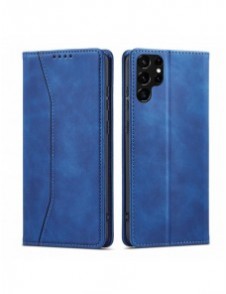 Magnet Fancy Case Fodral för Samsung Galaxy S22 Ultra Cover Card Plånbok Kortställ Blå