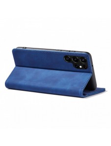 Magnet Fancy Case Fodral för Samsung Galaxy S22 Ultra Cover Card Plånbok Kortställ Blå