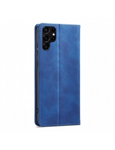 Magnet Fancy Case Fodral för Samsung Galaxy S22 Ultra Cover Card Plånbok Kortställ Blå