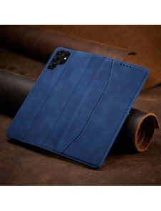 Magnet Fancy Case Fodral för Samsung Galaxy S22 Ultra Cover Card Plånbok Kortställ Blå