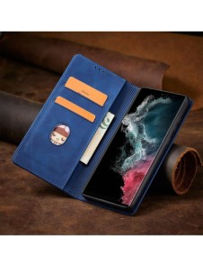 Magnet Fancy Case Fodral för Samsung Galaxy S22 Ultra Cover Card Plånbok Kortställ Blå