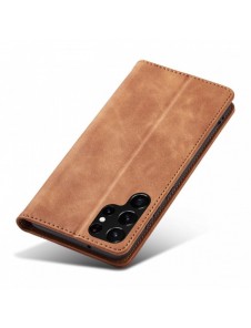 Magnet Fancy Case Fodral för Samsung Galaxy S22 Ultra Cover Card Plånbok Kortställ Brun