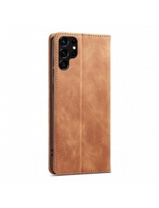 Magnet Fancy Case Fodral för Samsung Galaxy S22 Ultra Cover Card Plånbok Kortställ Brun