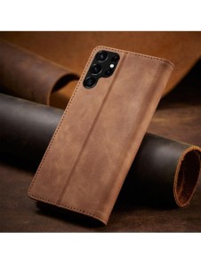Magnet Fancy Case Fodral för Samsung Galaxy S22 Ultra Cover Card Plånbok Kortställ Brun