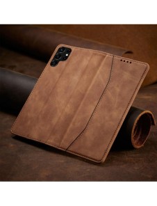 Magnet Fancy Case Fodral för Samsung Galaxy S22 Ultra Cover Card Plånbok Kortställ Brun
